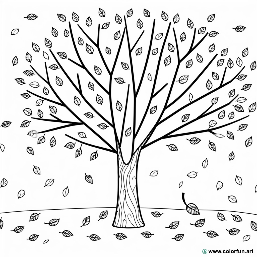 simple autumn tree coloring page