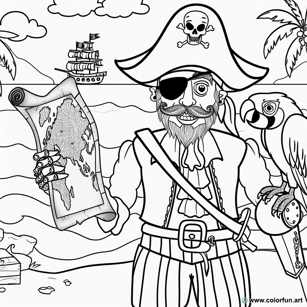 coloring page adventurer pirate