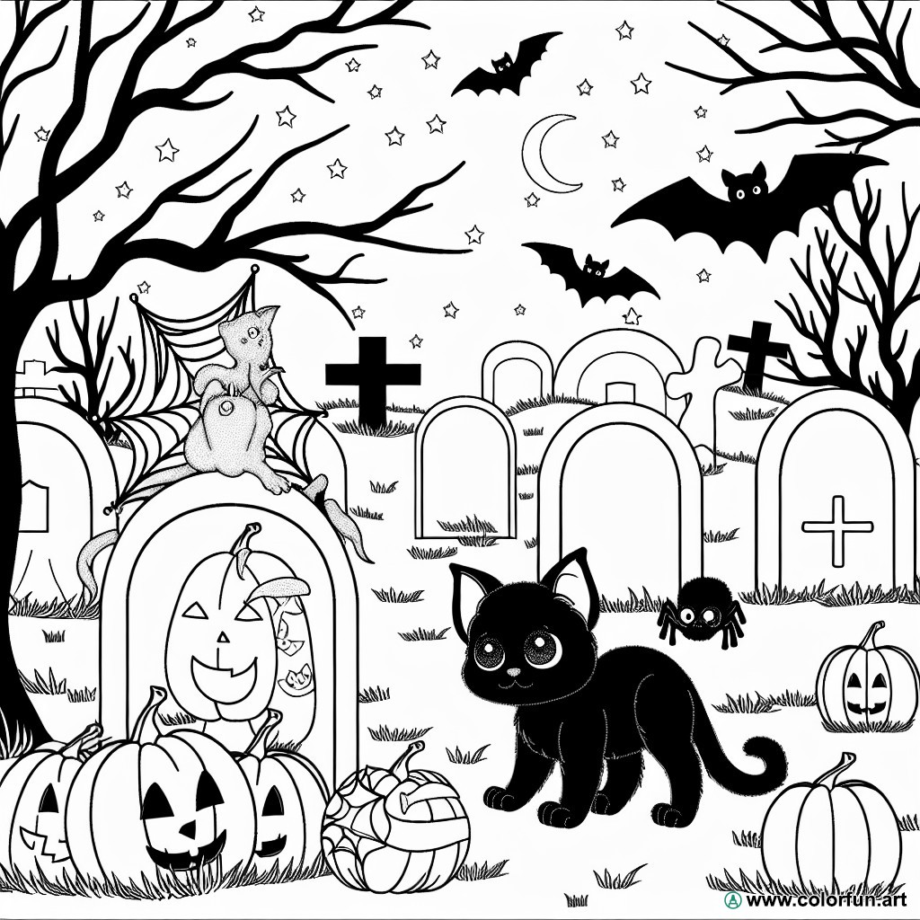 coloring page cemetery
