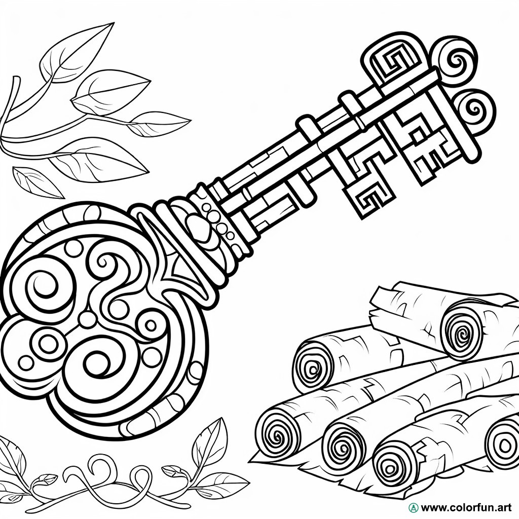 medieval key coloring page