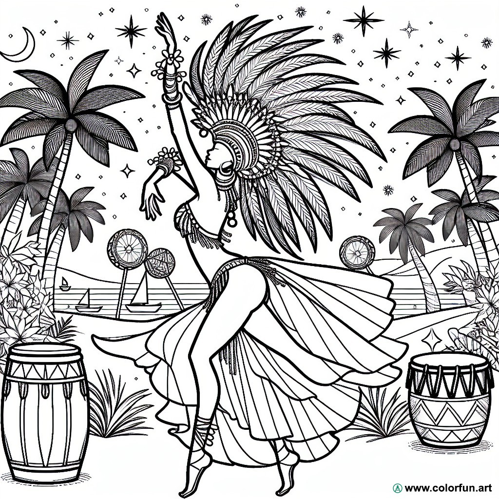 Brazilian dancer coloring page