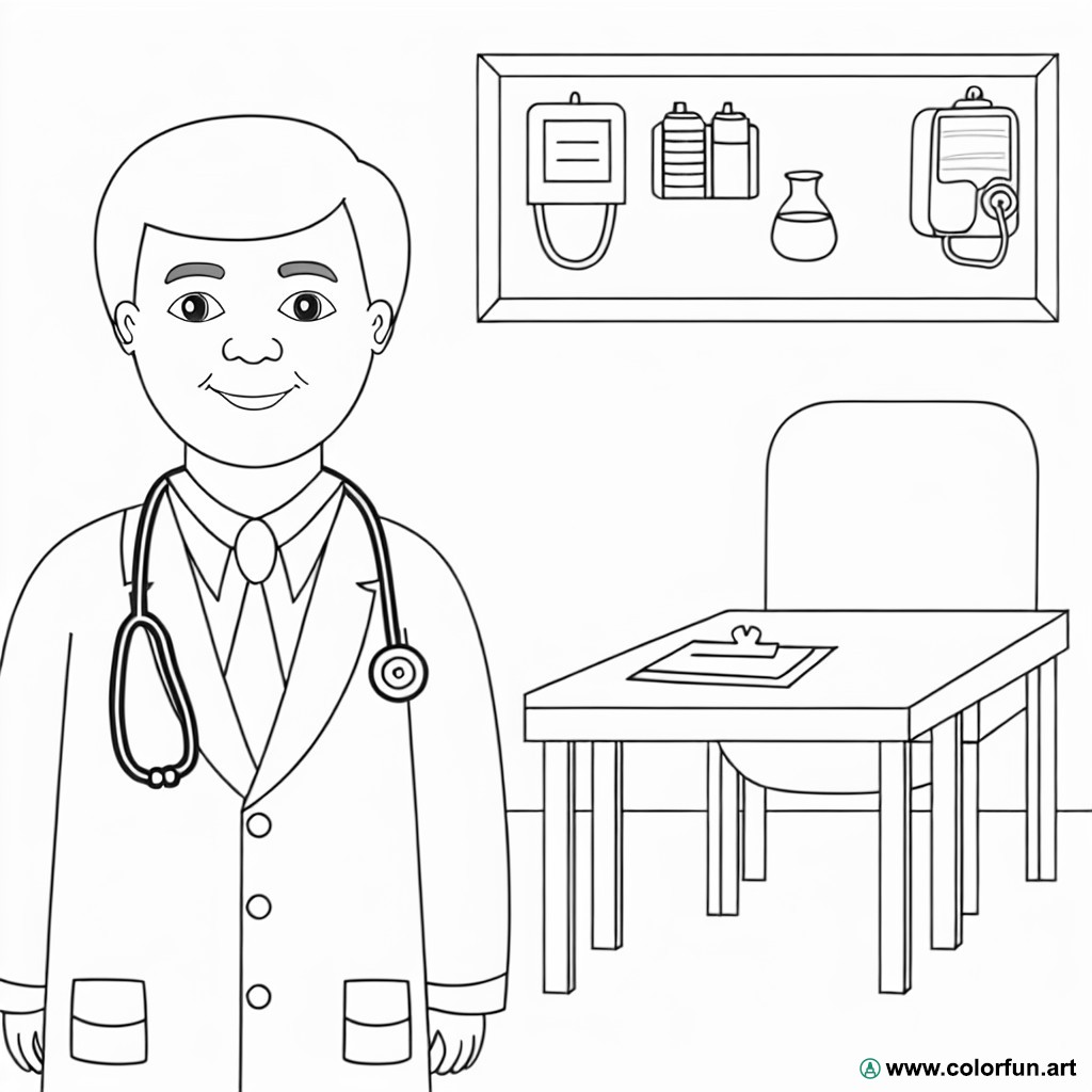 coloring page doctor physician