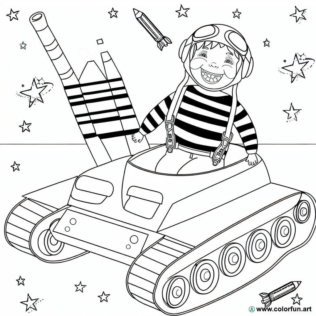 coloring page child tank
