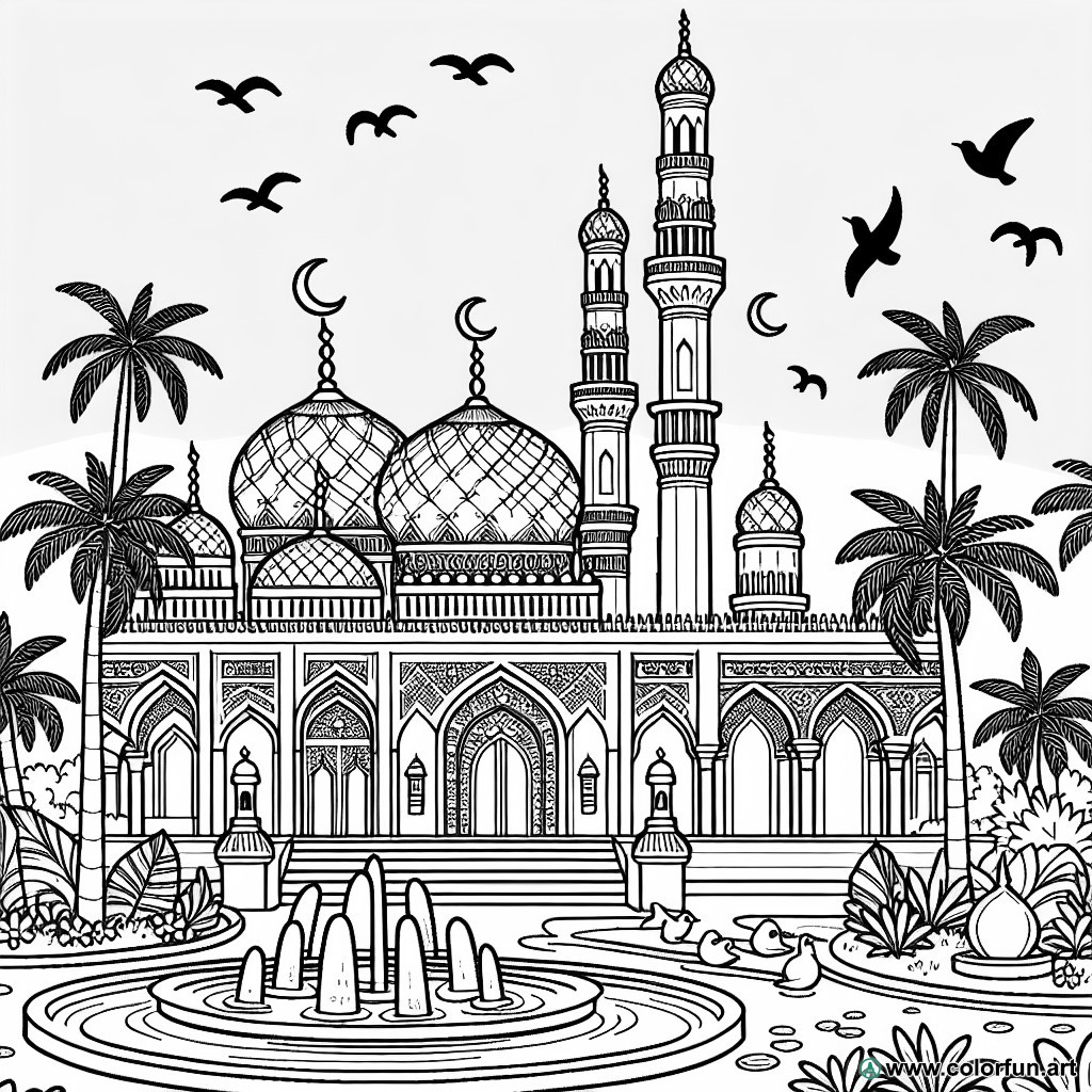 Arabic mosque coloring page