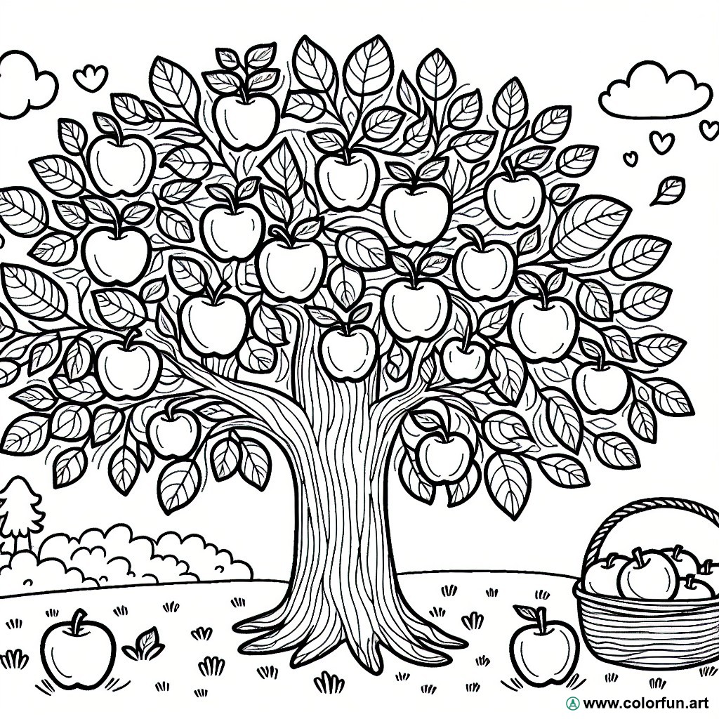 coloring page apple tree kindergarten