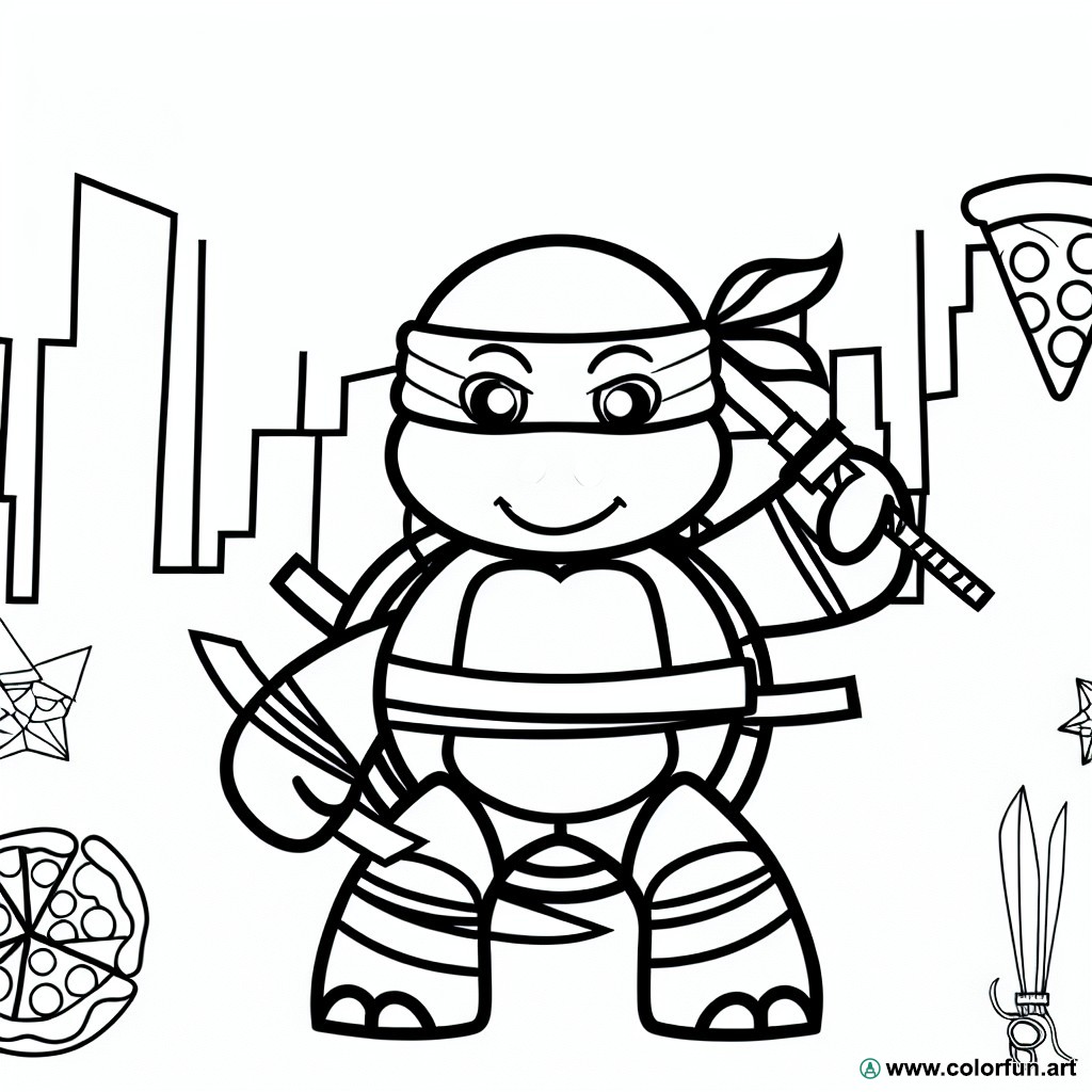 ninja turtle michelangelo coloring page