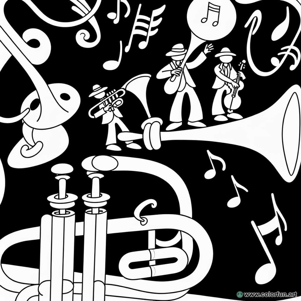 jazz trumpet coloring page