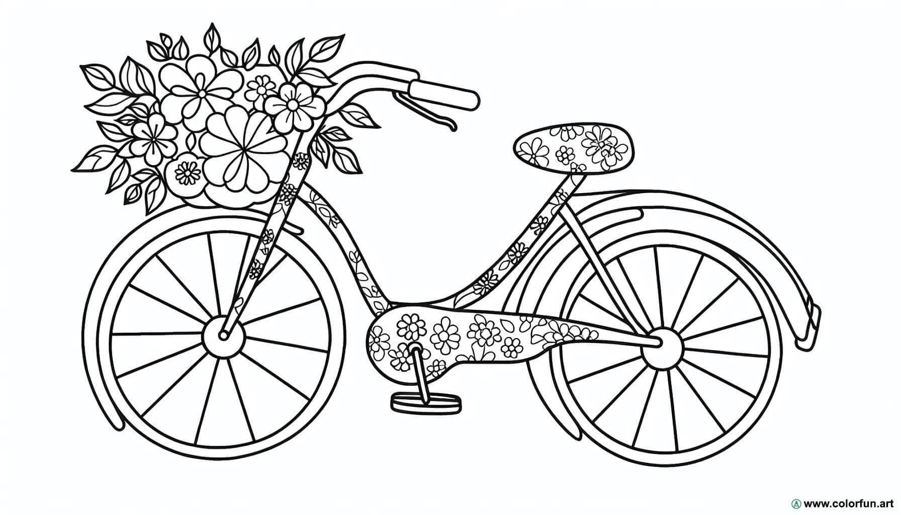 coloring page floral bike